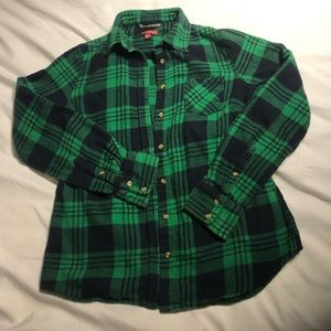 Merona XS navy and Kelly green flannel